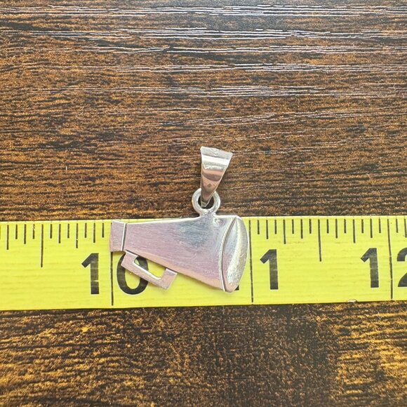 VTG Solid Sterling Silver 925 Megaphone Horn Charm Pendant Size 1" Length - Picture 7 of 11